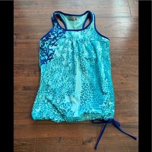 Athleta Tinker Racerback Blue and Green Tank Top